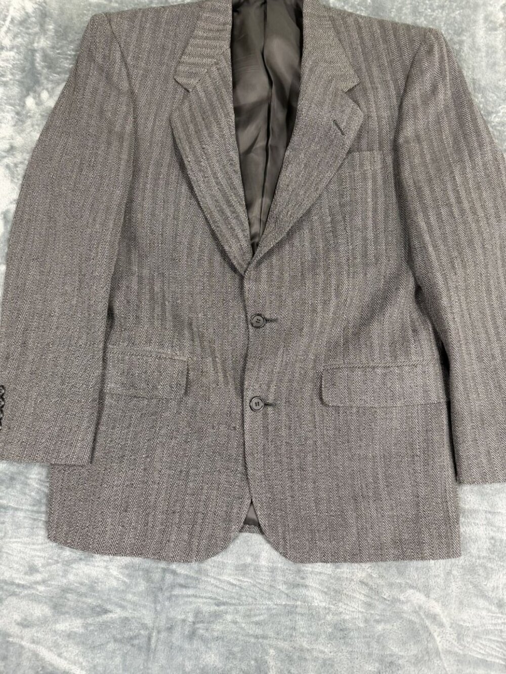 Rafael Mens Gray Herringbone Two-Button Blazer 40R